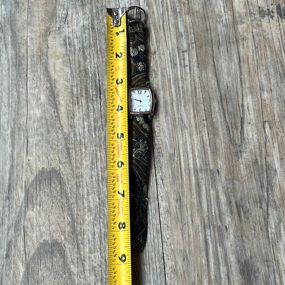 Vintage Wristwatch Women\'s Satin Embroidered 80s 90s Whimsigoth Square Dainty main image 7